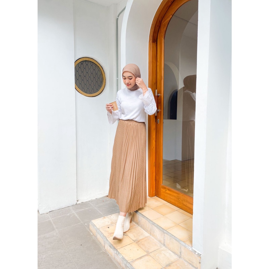 Ameera Rok Plisket Motif-Polka Milo