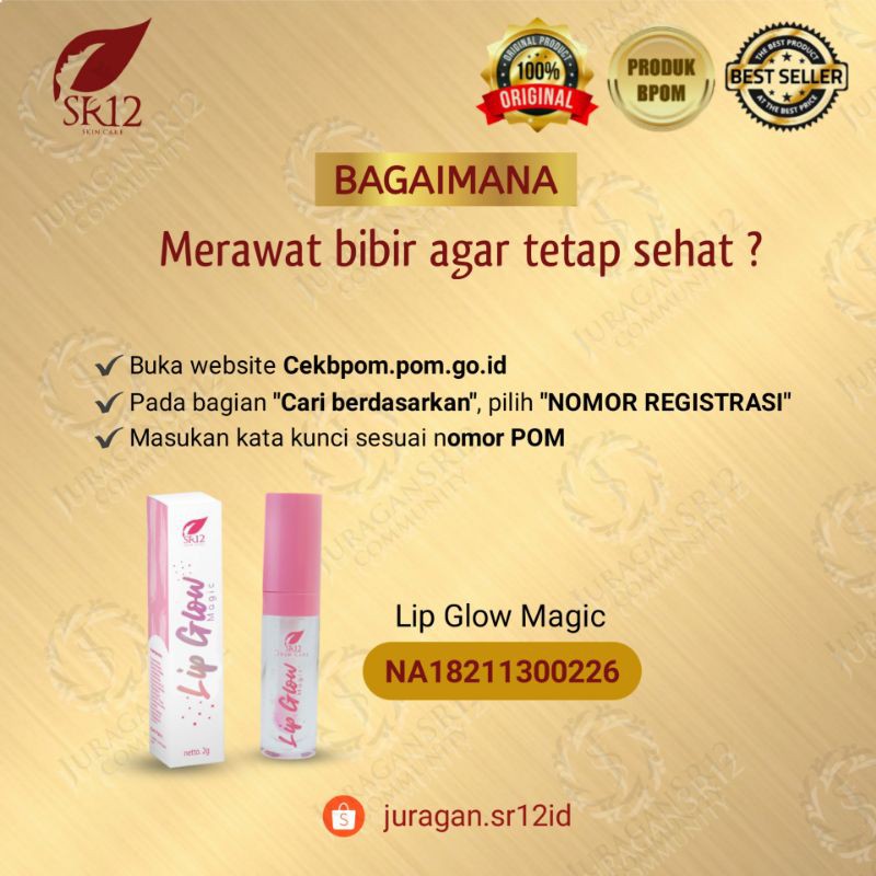 LIP GLOW MAGIC SR12 LIP GLO MELEMBABKAN BIBIR CERAH MERONA WARNA TAHAN LAMA EFEK GLOSSY
