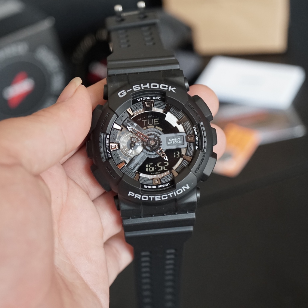 CASIO GSHOCK GA-110-1B DUALTIME ANALOG DIGITAL BOX FULLSET - AUTOLIGHT