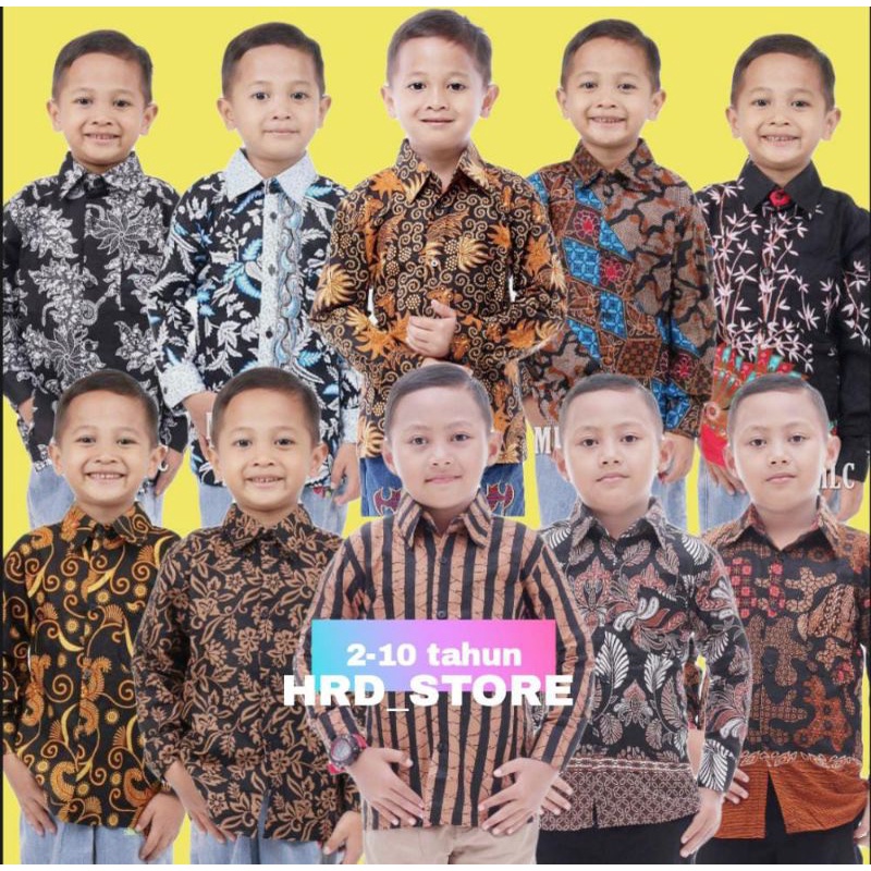 Kemeja baju batik anak lengan panjang pria umur 2-13 tahun terlaris bisa cod batik pekalongan