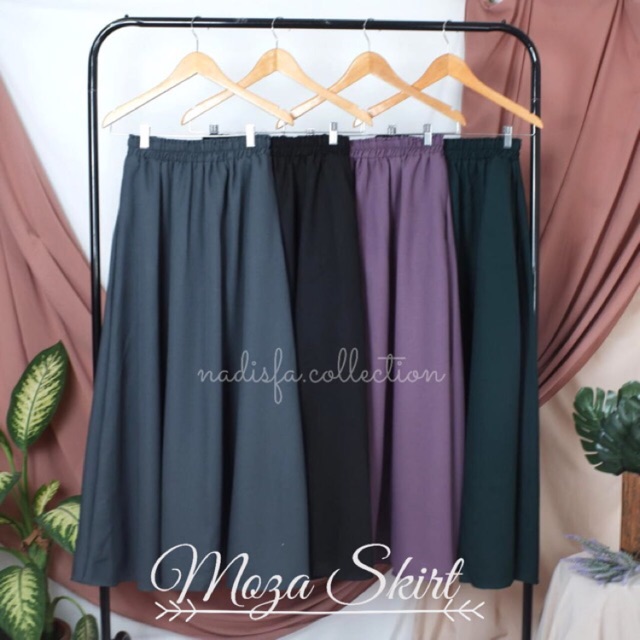 MOZA SKIRT ROK POLOS MEGAR MOSSCREPE SAKU BISA BIGSIZE