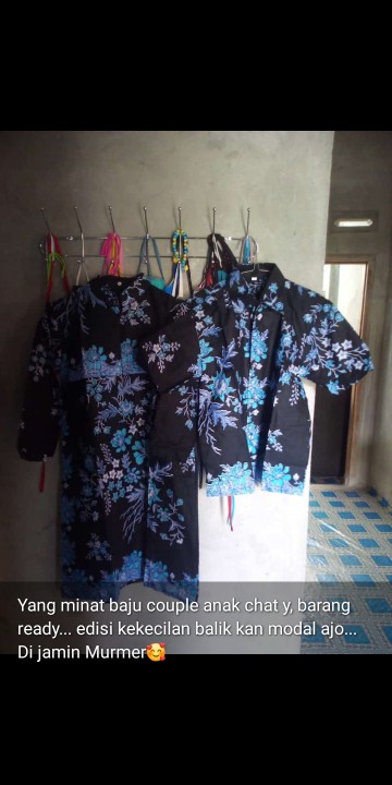 Batik Couple Keluarga Gamis Anak Gamis Batik Super Jumbo Cibulan Biru