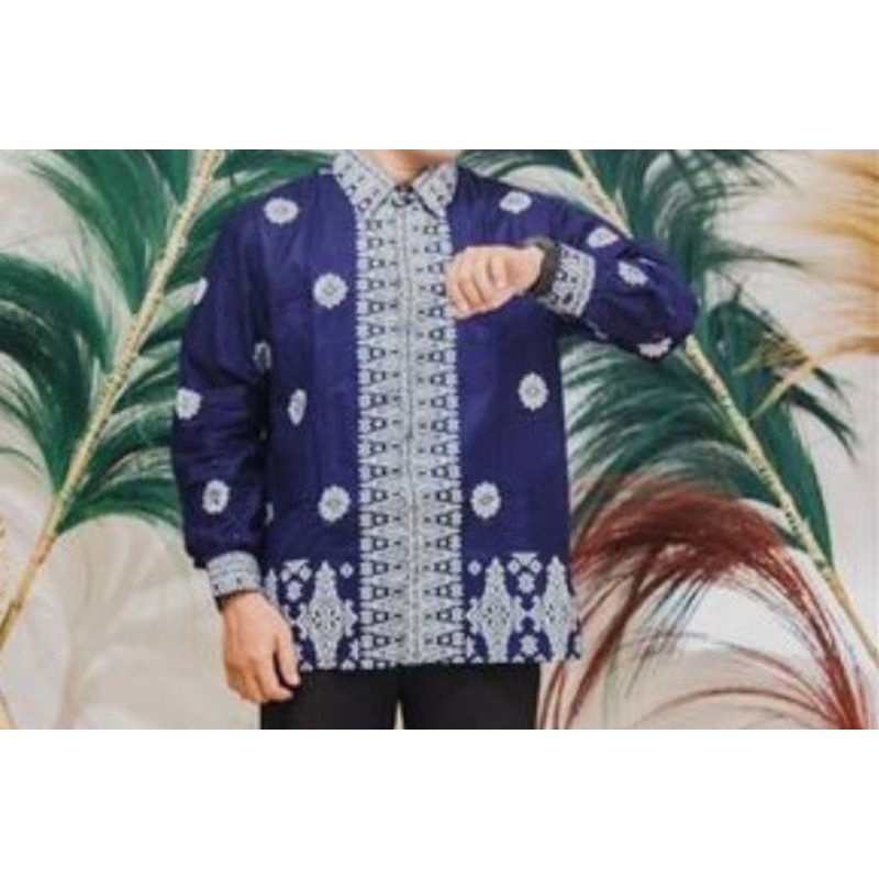 KEMEJA BATIK SONGKET PALEMBANG-KEMEJA COWOK LENGAN PANJANG-BATIK KATUN-BAJU KONDANGAN