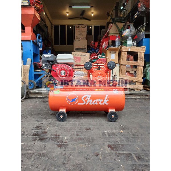 MESIN KOMPRESSOR ANGIN SHARK 1/2HP KOMPRESOR 2 PISTON COMPLETE MESIN