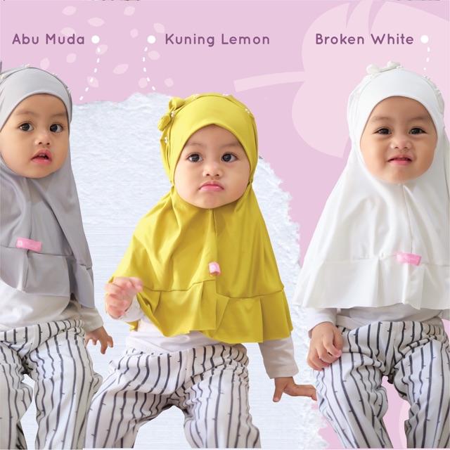 Kerudung anak alesha pearl/ mutiara / bergo tali anak / bergo jersey anak