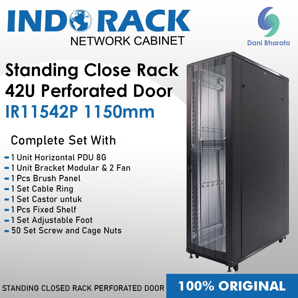 INDORACK Standing Close Rack 42U Perforated Door IR11542P Depth 1150mm