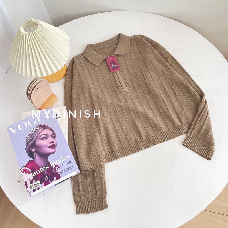 Ayunda Ziper Blouse - Atasan Blouse Wanita berkerah Polo