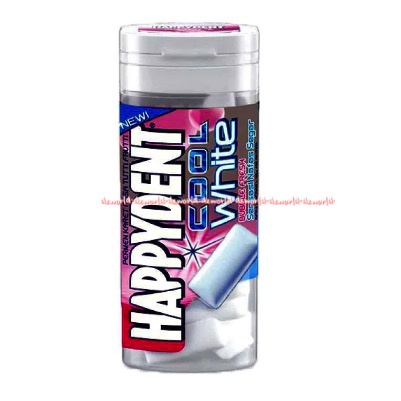 Happydent Cool White Tutti Frutti 28gr Permen Karet Botol Rasa Mint Pedas Happy Dent