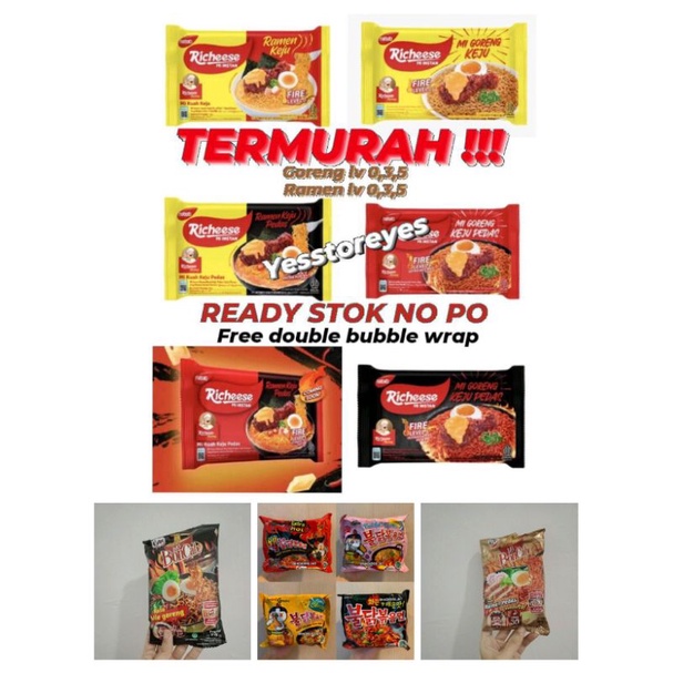 READY MIE SAMYANG ORIGINAL, SAMYANG KEJU, SAMYANG CARBO, SAMYANG EXTRA HOT. Samyang green hot (halal)