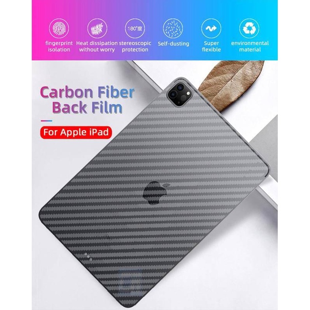 2Pcs Carbon Fiber Back Protective Flim for Apple iPad Pro 12.9 11 2021 2020 2018 Screen Protector Soft Film iPad Air 4 3 2 1 iPad 9 8 7 6 5 iPad 10.2 Mini 6 5 4 3 2 1 8.4 7.9