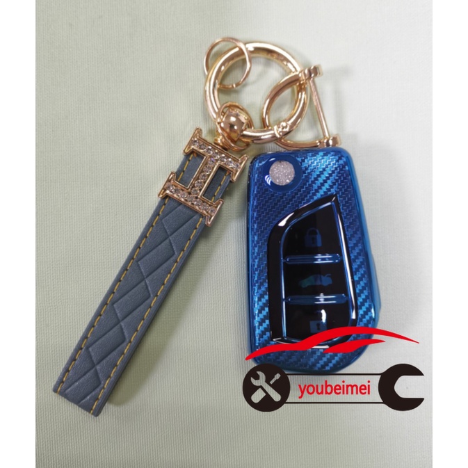 Case Kunci Mobil Model Flip Bahan TPU Carbon Fiber Untuk Toyota fortuner