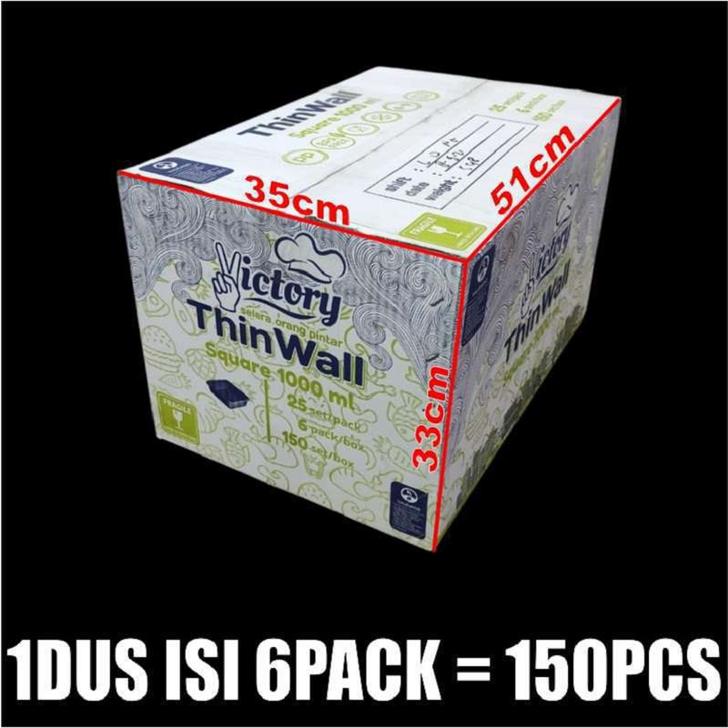 Thinwall SQ 1000ml Square Kotak Makanan Per Dus Food Container Plastik