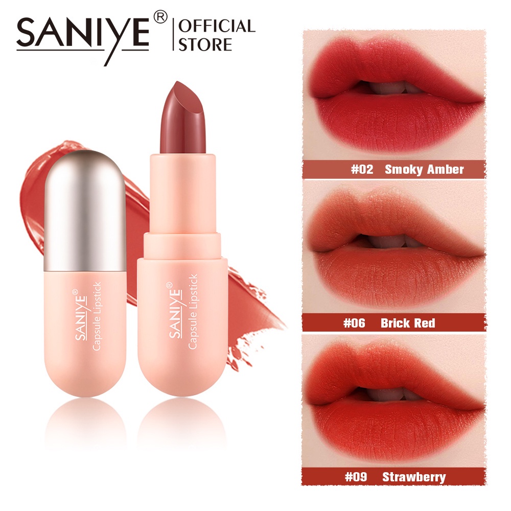 （COD）SANIYE 6 Warna Lipstik Velvet Matte Lipstik Tahan Air Tahan Lama