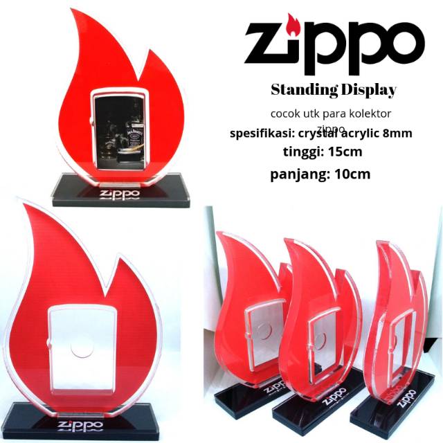 Zippo standing display leren dan mewah cocok utk para penggemar dan kolektor zippo