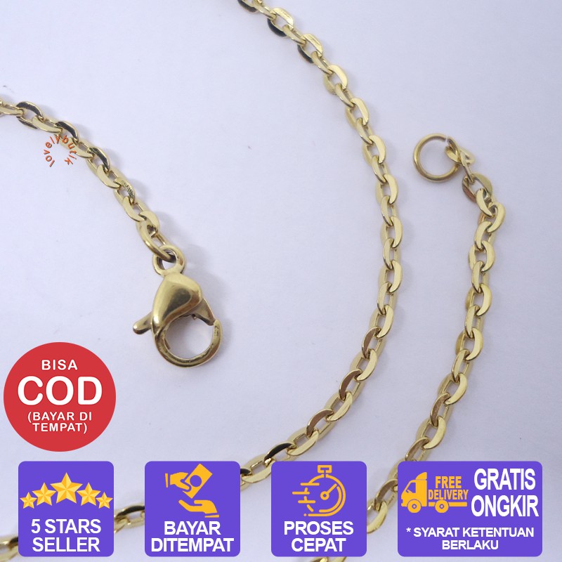 Lovelybutik Rantai Kalung Titanium Anti Karat Model Rantai Nori  Panjang Rantai 45 cm