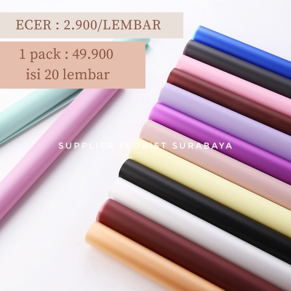 [5 LEMBAR] KERTAS BUNGA CELLOPHANE POLOS/ WRAP BUNGA/FLOWER WRAP/PEMBUNGKUS KERTAS WATERPROOF G