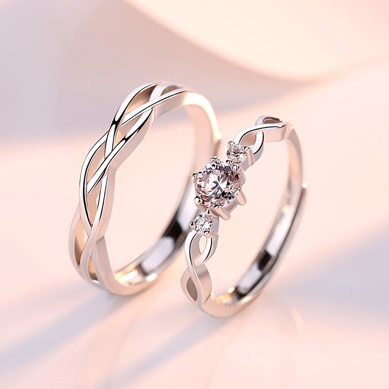 Sepasang Cincin Couple Bahan Sterling Silver S925 Gaya Korea