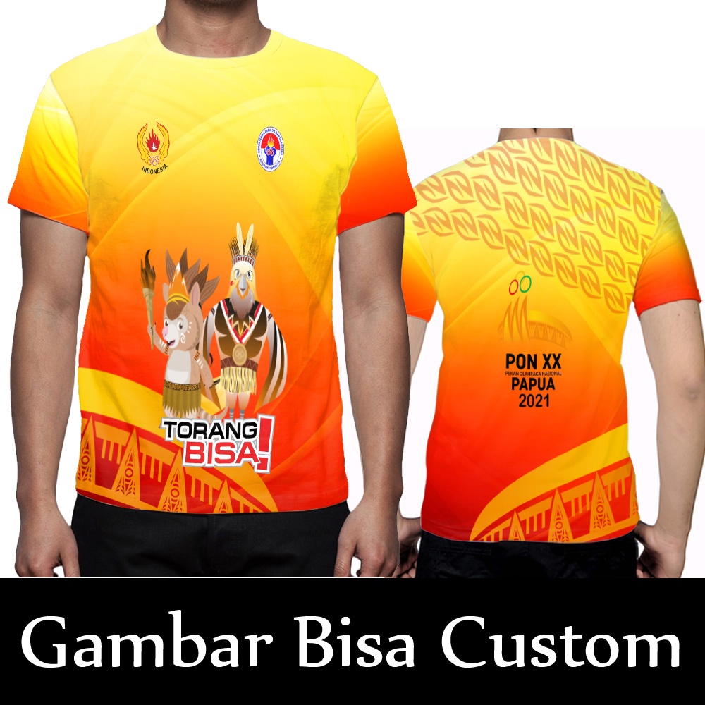 Kaos Baju T-Shirt Pria Lengan Pendek PON XX 2021 / Kaos Pria PON XX Papua 2021 Lengan Panjang Custom