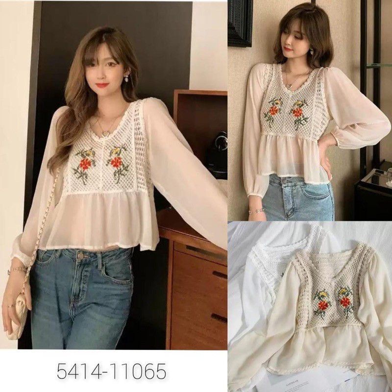 ATASAN korea, Atasan Chiffon import, atasan Chiffon, Atasan Korean style rajut woll