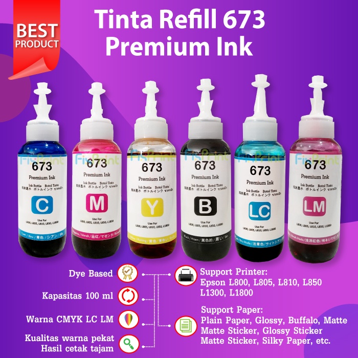 TINTA EPSN SETARA ORIGINAL L SERIES 673 PRINTER L800/L805/L850/L1800