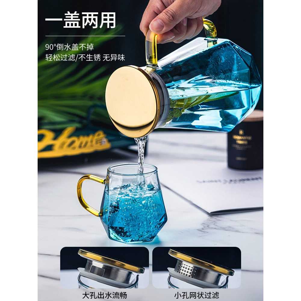 Teko Pitcher Teh Chinese Teapot Glass 1800ml Cangkir Tahan Panas Teko Tea Pot Unik Berkualitas Karakter Estetik