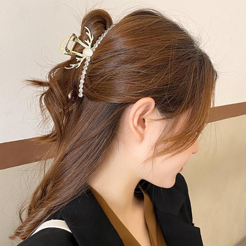 Jepit Rambut Model Cakar Bahan Alloy Aksen Berlian Imitasi Untuk Wanita