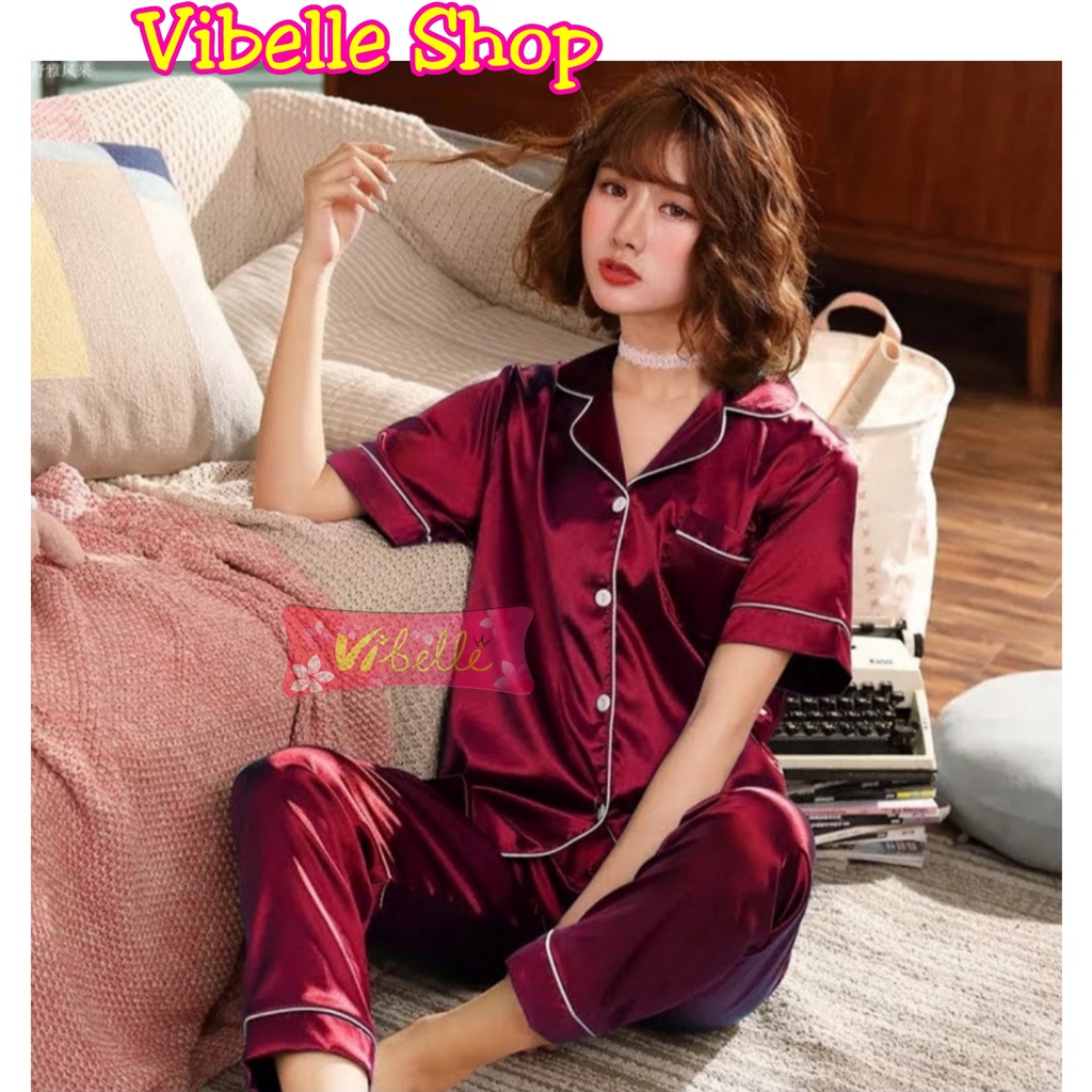 SATINCP - Satin Silky Velvet Premium Vibelle Shop Grosir Baju Tidur CP Piyama Fashion Murah Wanita-1