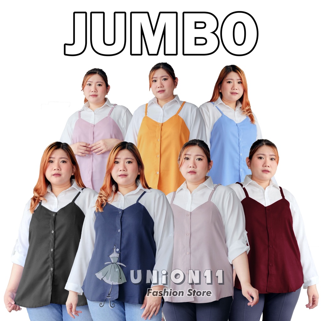 UNION11 - KEMEJA JUMBO BIGSIZE 3XL WANITA / KEMEJA KERJA WANITA CASUAL / ATASAN JUMBO XXXL LD 120