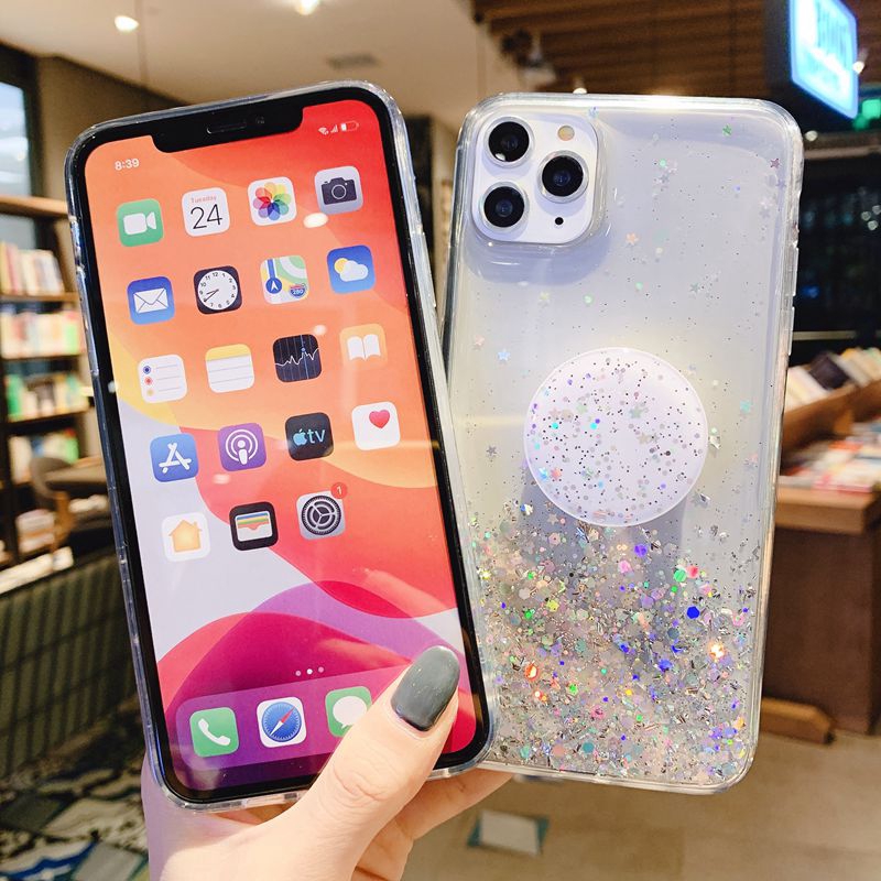 Popsocket Casing Soft Case OPPO Reno 5 5F A15 A15s A3S A57 A39 A7 A5S A12 A9 A5 2020 F11 Pro A37 Neo 9 Realme C2 Xiaomi Redmi Note 10 Pro