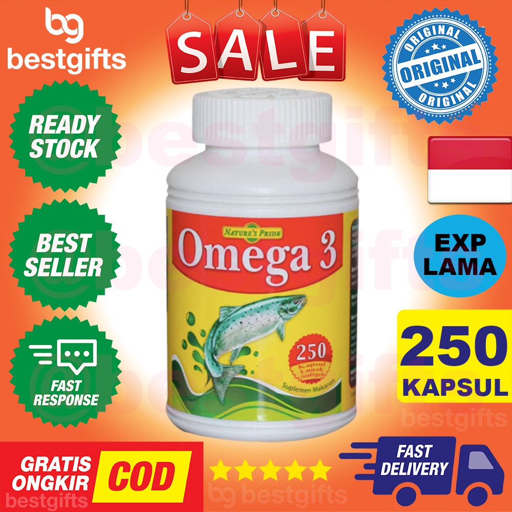 NATURE'S NATURES NATURE PRIDE OMEGA 3 FISH SALMON OIL DHA MINYAK IKAN OTAK JANTUNG MATA 250 KAPSUL