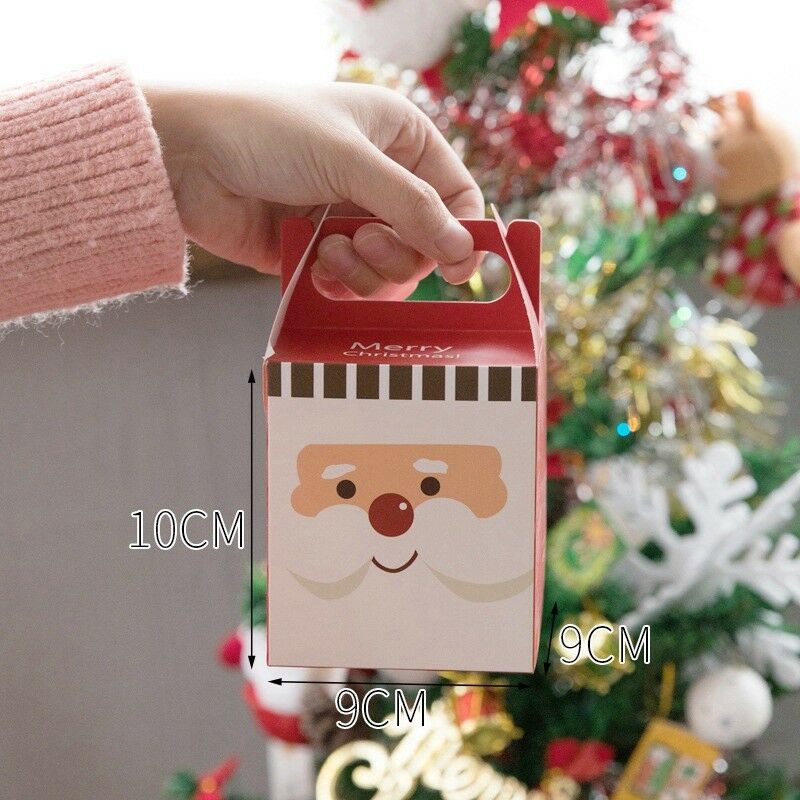 Kotak Kemasan Penyimpanan Permen Portabel Bahan Kertas Motif Santa Claus Untuk Dekorasi Natal