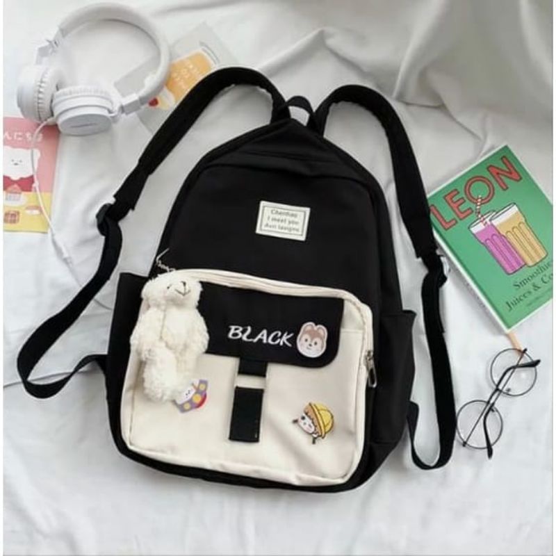 Ransel Anak Sekolah Perempuan Korean style Ransel Sekolah Siswa Perempuan Korea Harajuku Ransel Kapasitas Besar Nilon Tas Sekolah Model Multifungsi SMA SMP SD TK