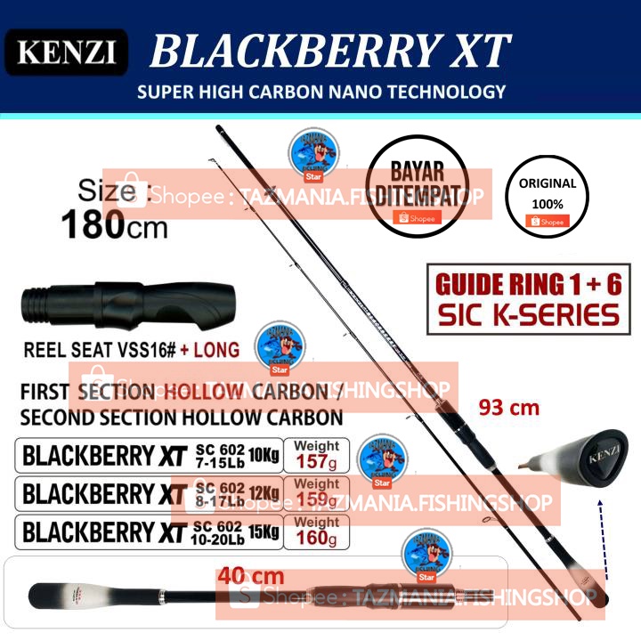 Joran Pancing Kenzi Blackberry 602 & Kenzi Redberry - Harga sudah termasuk packing pipa