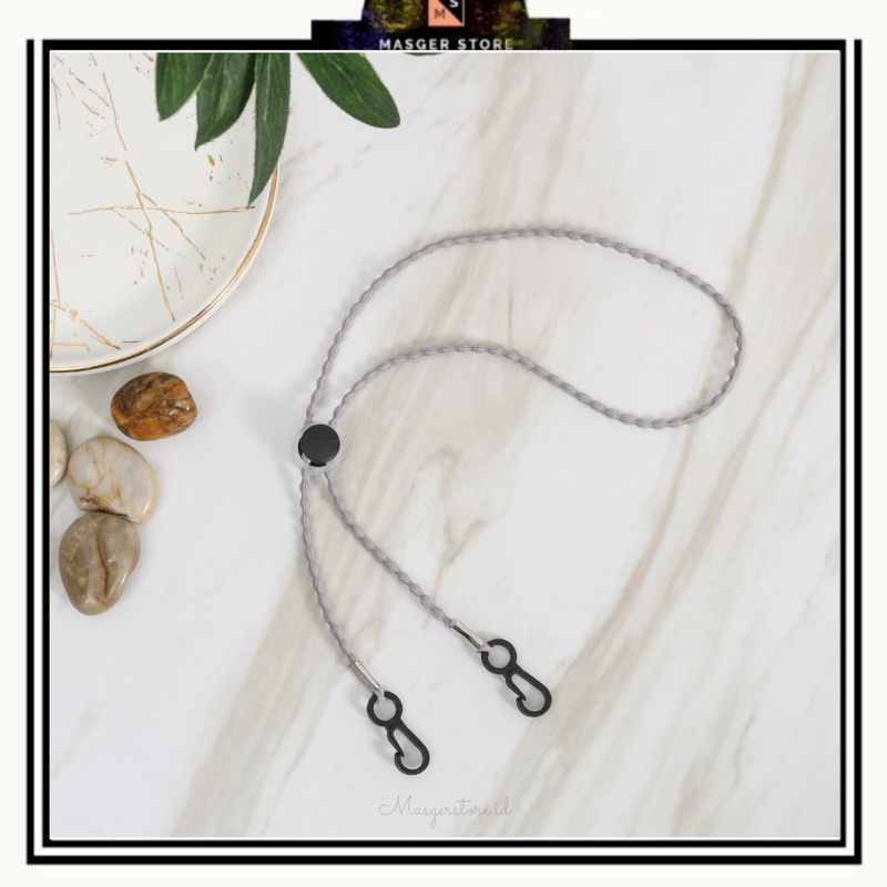 Kalung Masker Hijab 2in1 Strap Masker Elastis Stretchy Tali masker Kalung Strap Mask Hijab Strap Mask Premium-Stretch Ethnic Abu