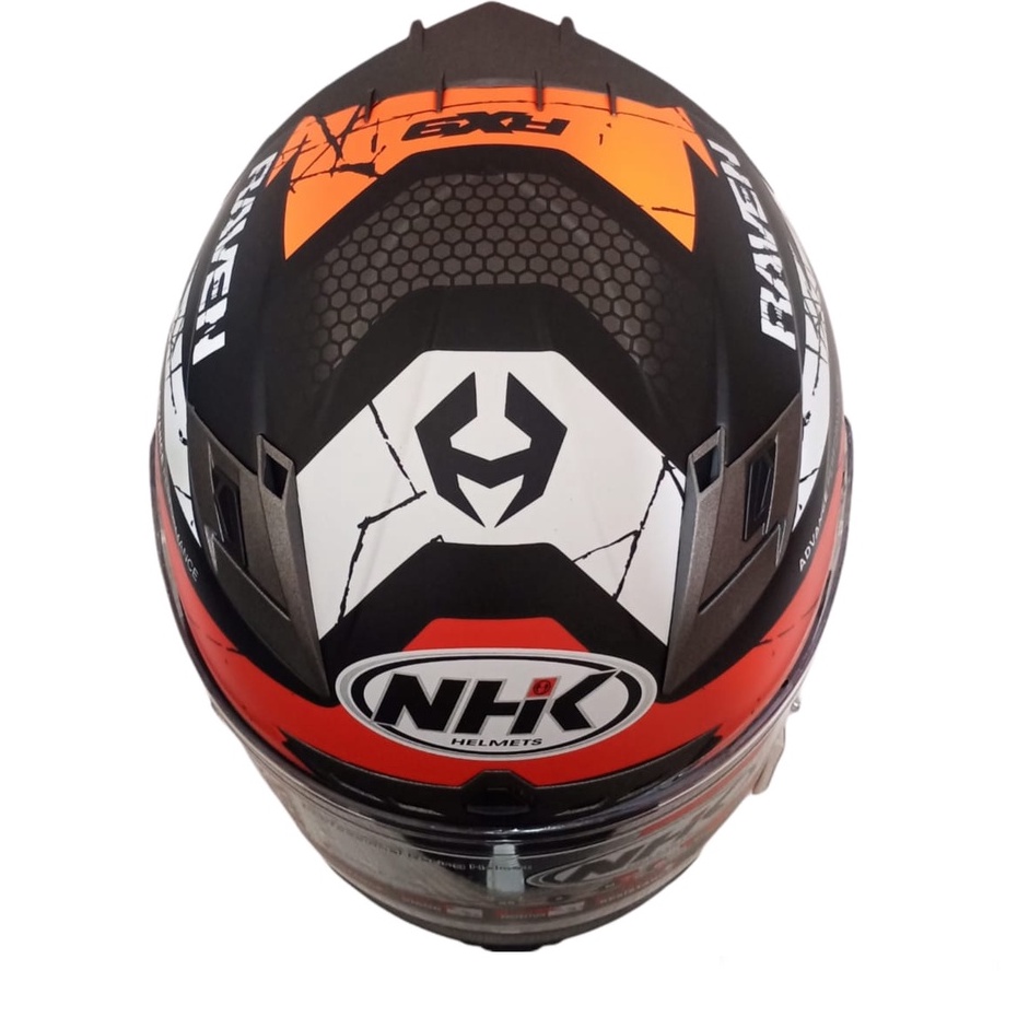 HELM NHK RX9 RACER X NINE RAVEN BLACK RED ORANGE DOFF DOUBLE VISOR FULL FACE ORIGINAL SNI