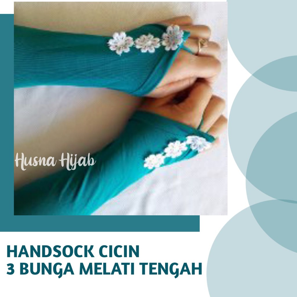 [HUSNA HIJAB] Handsock Cincin 3 Bunga Tengah / Handsock Bunga / Manset Jersey