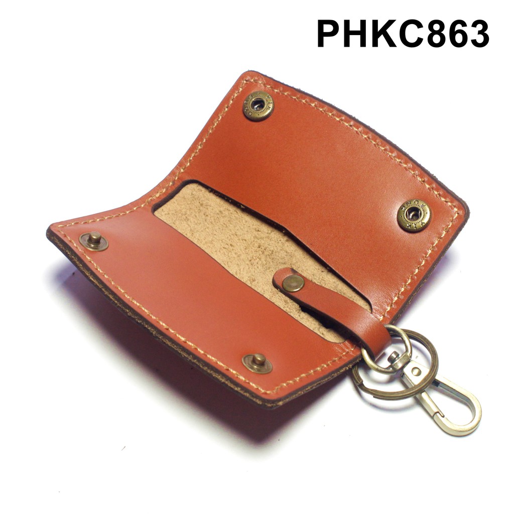 dompet stnk mobil motor kulit - gantungan kunci warna tan - PHKC863