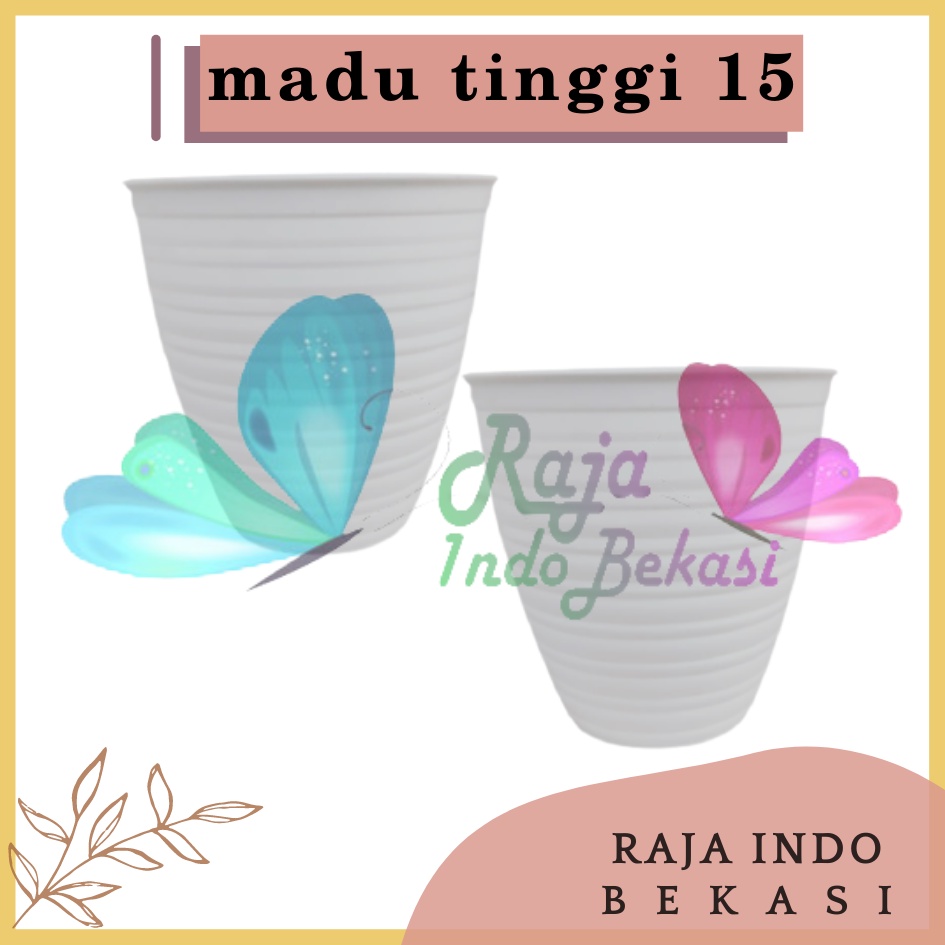 Pot Madu Pirus 15 Tinggi Putih Motif Tawon Pot Plastik 15cm Vas Bunga Putih Bukan Pot Pirus Tawon