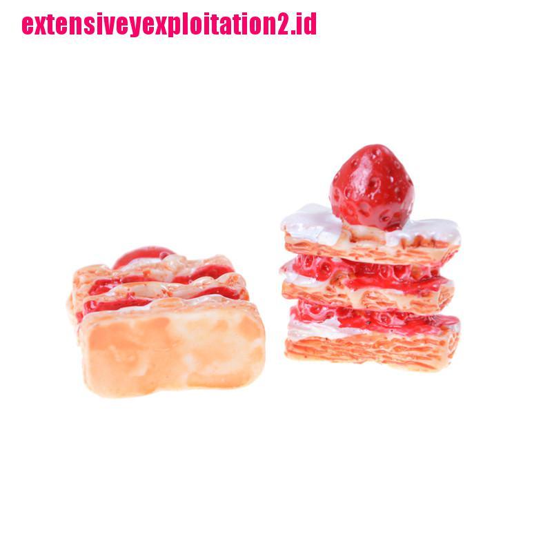 &lt; E2id &amp; &gt; 5pcs / Set Mainan Miniatur Kue Krim Strawberry Untuk Aksesoris Rumah Boneka