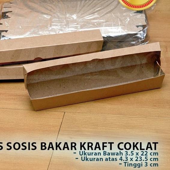 

❈ Kotak Box Dus Sosis Bakar Besar | KRAFT COKLAT -(100 Pcs ) ☑