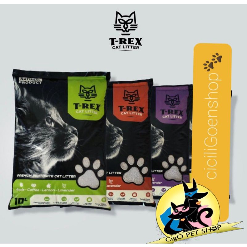 Pasir Kucing murah T-REX cat litter gumpal Wangi Betonite Premium trex t rex 10 L