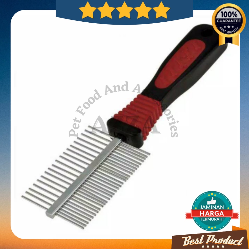 Sisir Kucing 2 Sisi Bahan Besi Gagang Karet / Anjing Bahan Stainless Steel dengan Lapis Gagang Karet