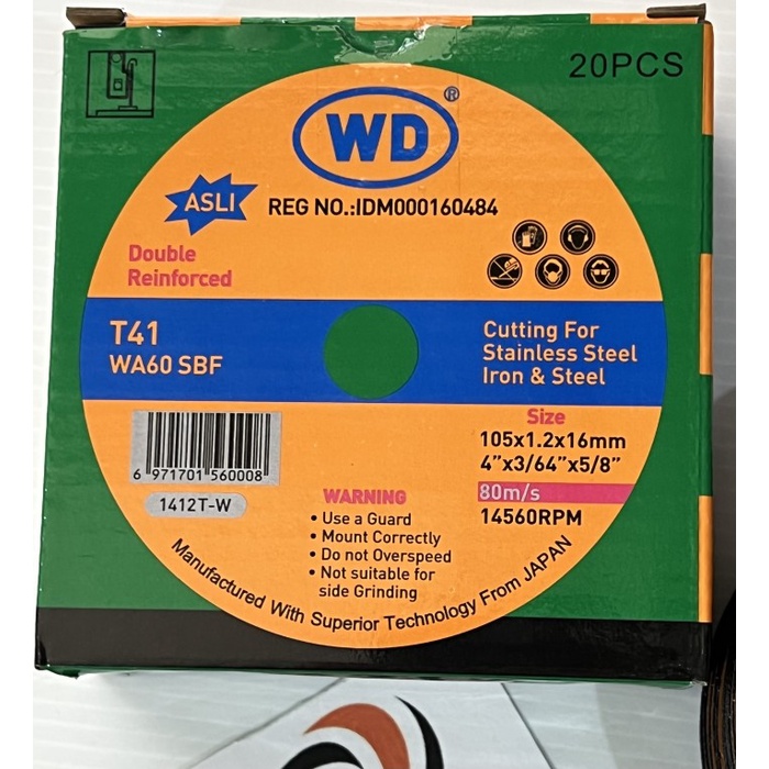 [20PCS] Mata Gerinda Batu Potong Besi Stenlis WD White Dove WA60 1.2mm
