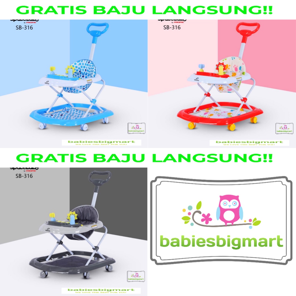 GRATIS BUBBLEWRAP BABY WALKER SPACEBABY SB 302 / 306 / 309 / 315 / 316 / 705 / 709 SPACE BABY Murah Meriah GRATIS BAJU LANGSUNG