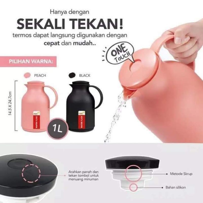 Neocook Water Flask 1 Liter / Water Jug Panas Dingin 24 jam / Teko Air Panas Dingin