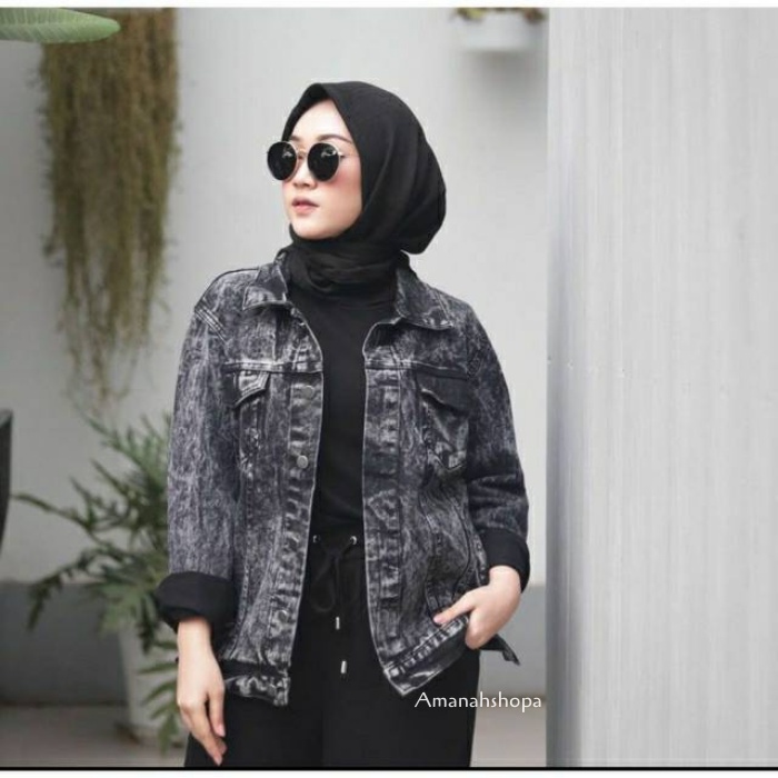 JAKET JEANS SNOWBLACK DAN SNOW BLUE LUSIA JACKET WANITA KEKINIAN JAKET JEANS OVERSIZE PREMIUM WANITA