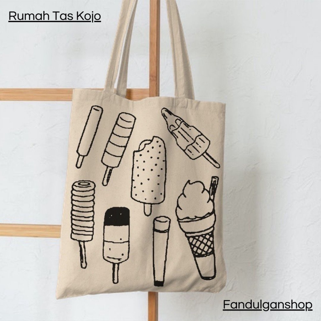 FLASH SALE 10.10 - [RESLETING] &quot;ICE CREAM&quot; TOTEBAG TERLARIS BERBAHAN SEMI KANVAS | TOTEBAG KULIAH, KERJA, SEKOLAH | TOTEBAG RESLETING | TOTEBAG BESAR | TOTEBAG KOREA | TOTEBAG TEBAL | TOTEBAG LAPTOP | TOTEBAG UNIK | TOTEBAG NONGKI | TOTEBAG POLOS