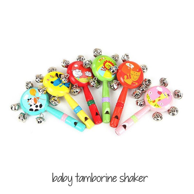 Baby Tamborine Shaker Kerincingan Bayi Peluit Kayu Mainan Bayi