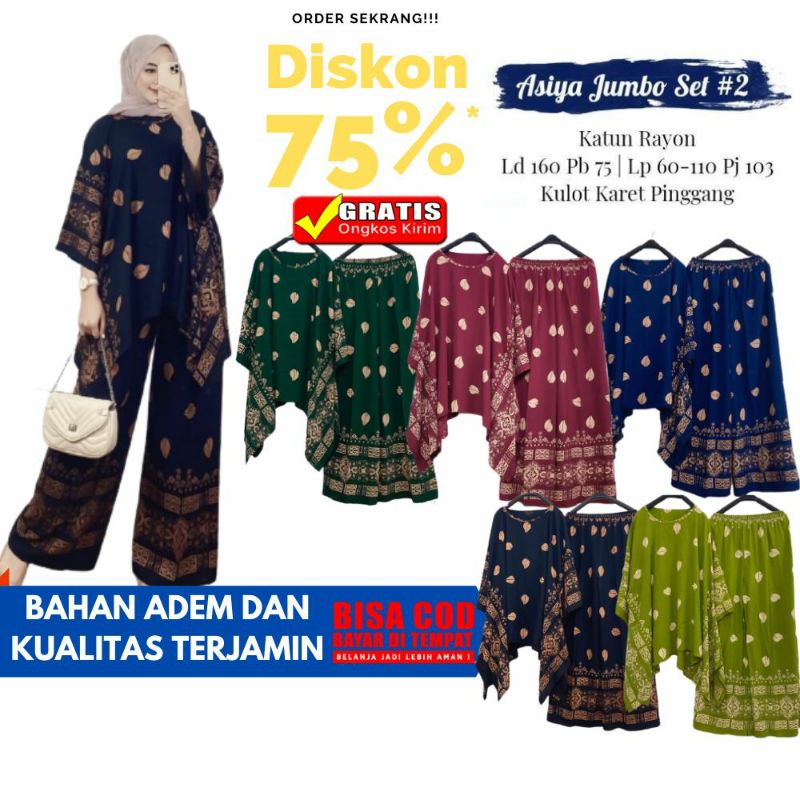 JUMBO / Setelan Wanita Waka Wakawaka Asiya Big Set Size Jumbo Busui Rayon Tebal - Set Wanita / One S