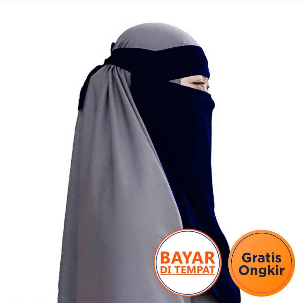 Bayar Di Tempat Cadar Niqab Yaman Bandana Tali Arab Premium Embos murah chiffon ceruti dewasa hitam